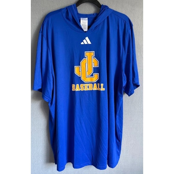 Adidas Men Hoodie T Shirt 3XL Blue JC Baseball Graphic Pullover Short Sleeve - Picture 1 of 16